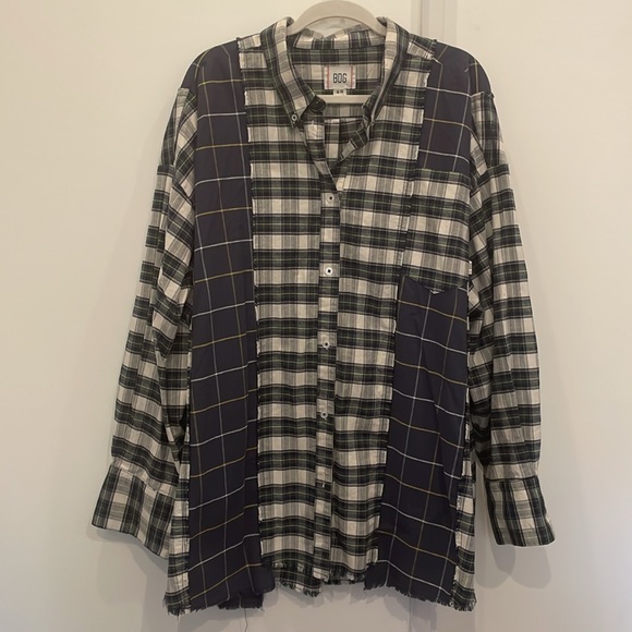 BDG Urban Outfitters Navy Plaid Flannel Shirt - Picture 1 of 8